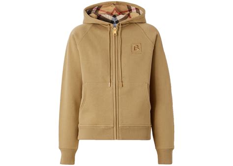 Cotton Blend Zip Hoodie in Camel 